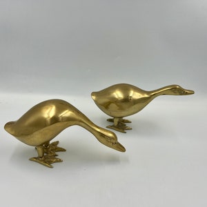 Set of 2 Vintage Brass Ducks