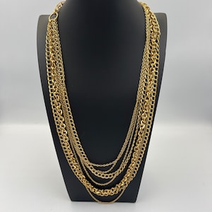 Vintage 7 Strand Gold Toned Chain