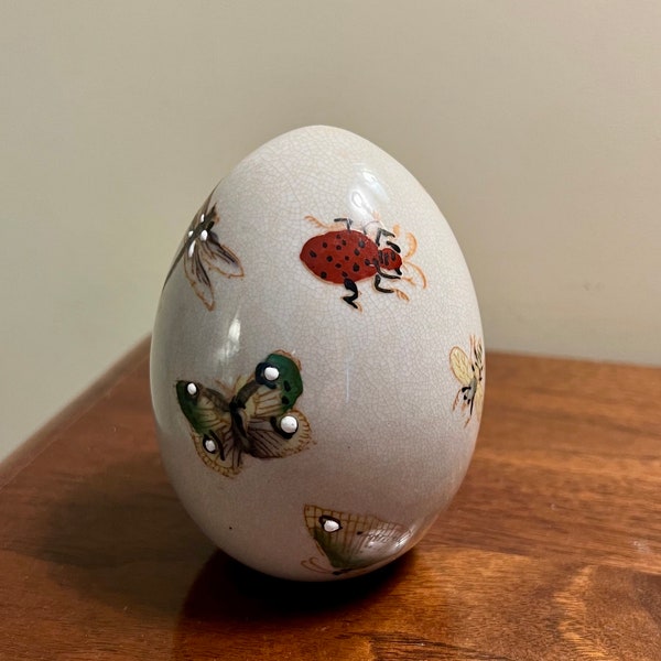 Vintage Hand Painted Ceramic Egg