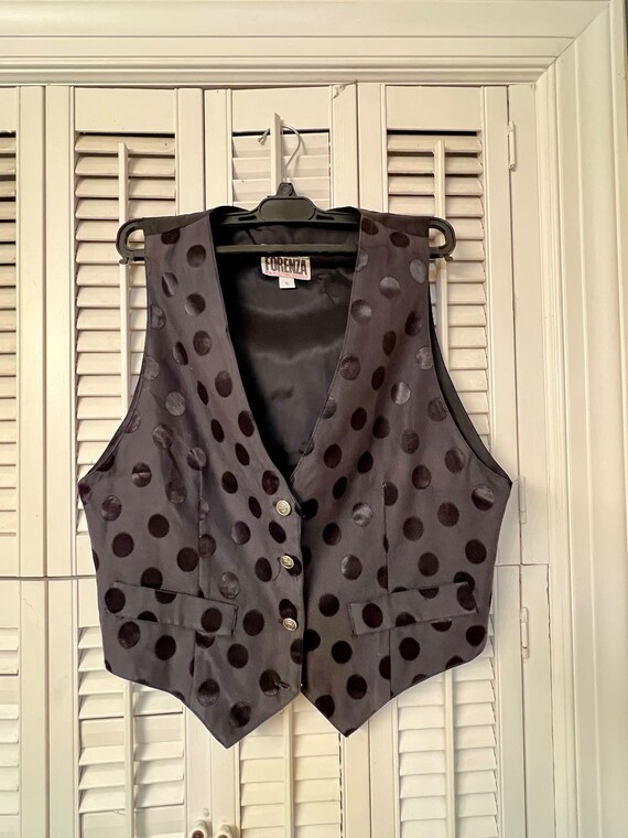 Vintage Black Polkadot Vest, Size Small - image 1