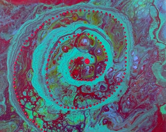 Original Acrylic Artwork, Titled Spiraling, 10 x 10 inch