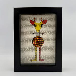 Original Framed Pen and Ink Drawing, Giraffe
