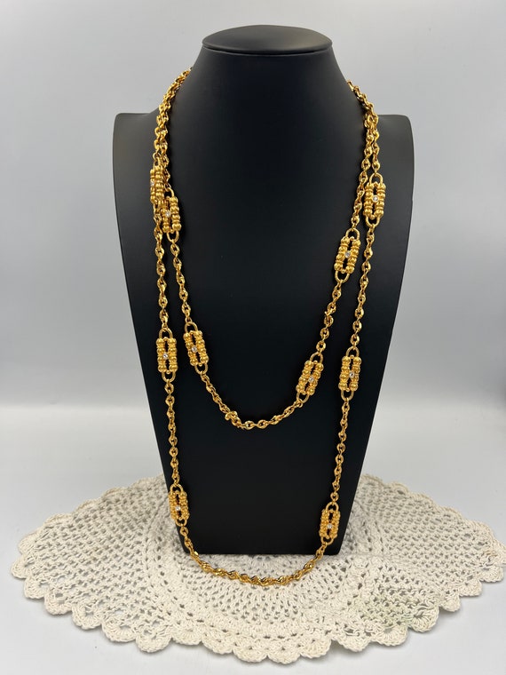 Vintage Extra Long, Heavy Gold Toned Chain Necklac