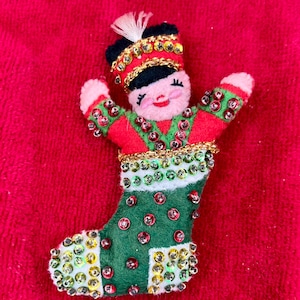 Vintage Handmade 1970s Stocking Ornament