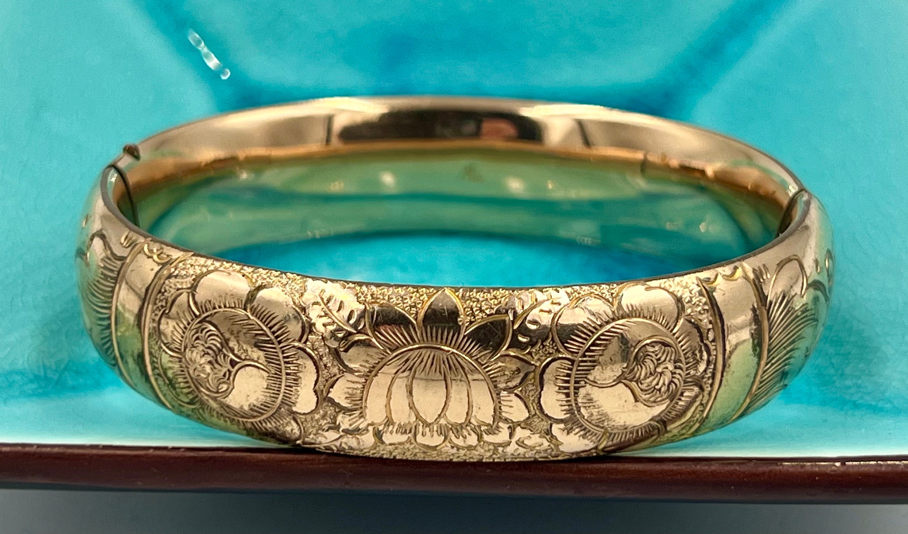 RARE Authentic Antebellum Period Gold Plated Bangle Bracelet