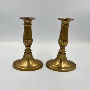 Vintage Set of Two Colonial Style Brass Candlesticks
