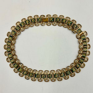 Vintage Hand Painted Enamel Panel Link Choker