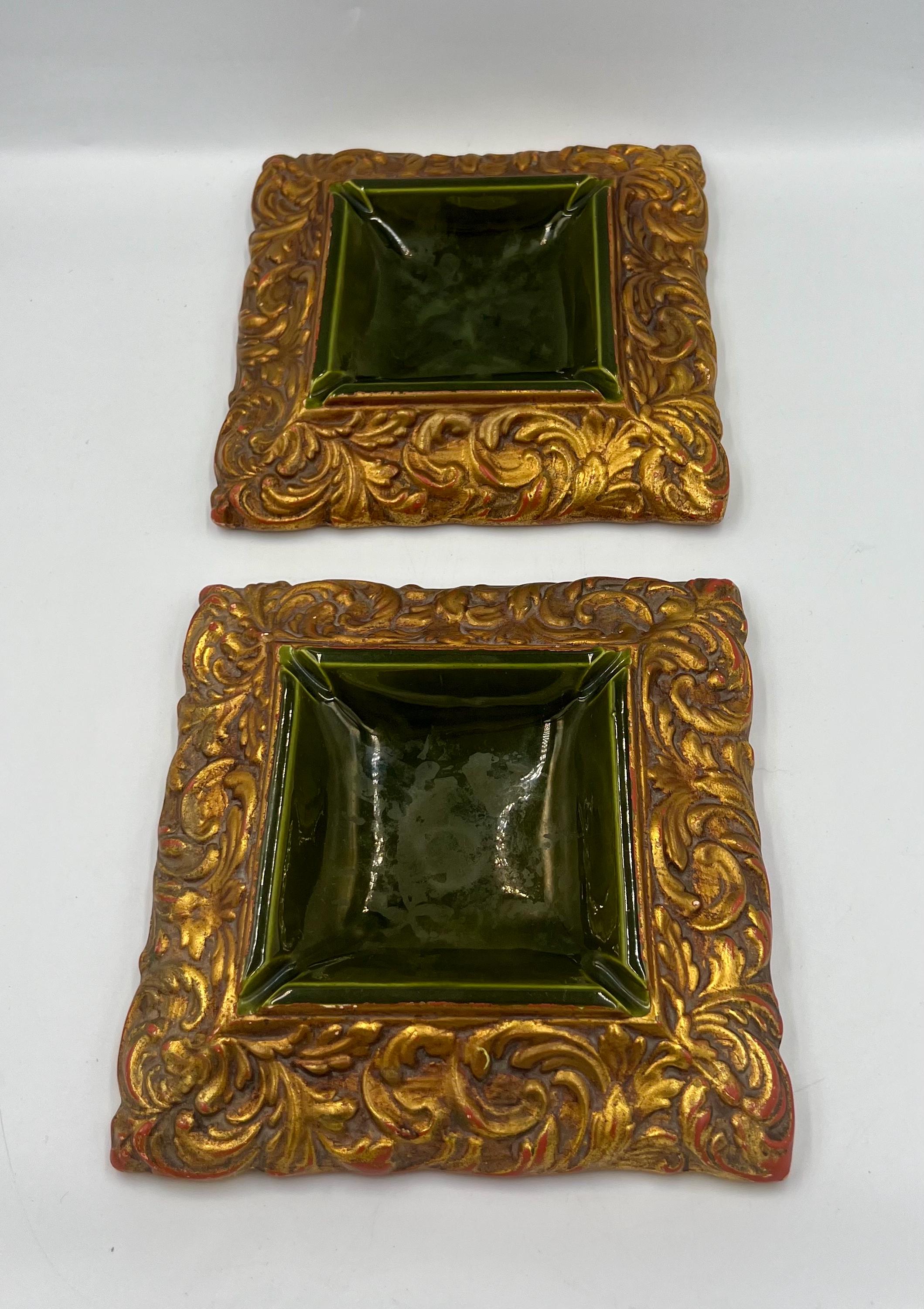 Set of 2 Signed Vintage Ceramic Oversized Ashtrays by Anthony