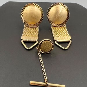 Boutons De Manchette Vintage Swank - Oré Et Pierre Noire, Occasion