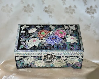 Korean Traditional Wooden Mother of Pearl Handmade Square