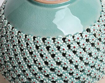韓国青磁二重壁透かし彫り器：菊文様 - Etsy 日本