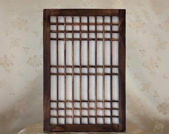 Korean Traditional Handmade Wooden Lattice Frame with Hanji Paper (전통 목재 문창살)