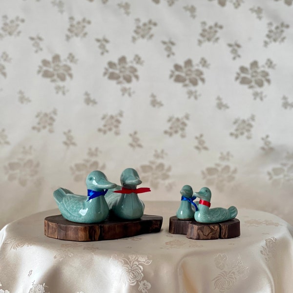 Korean Traditional Handmade Celadon Duck (Won Ang Duck) Set- A Unique Gift for Couples and Weddings