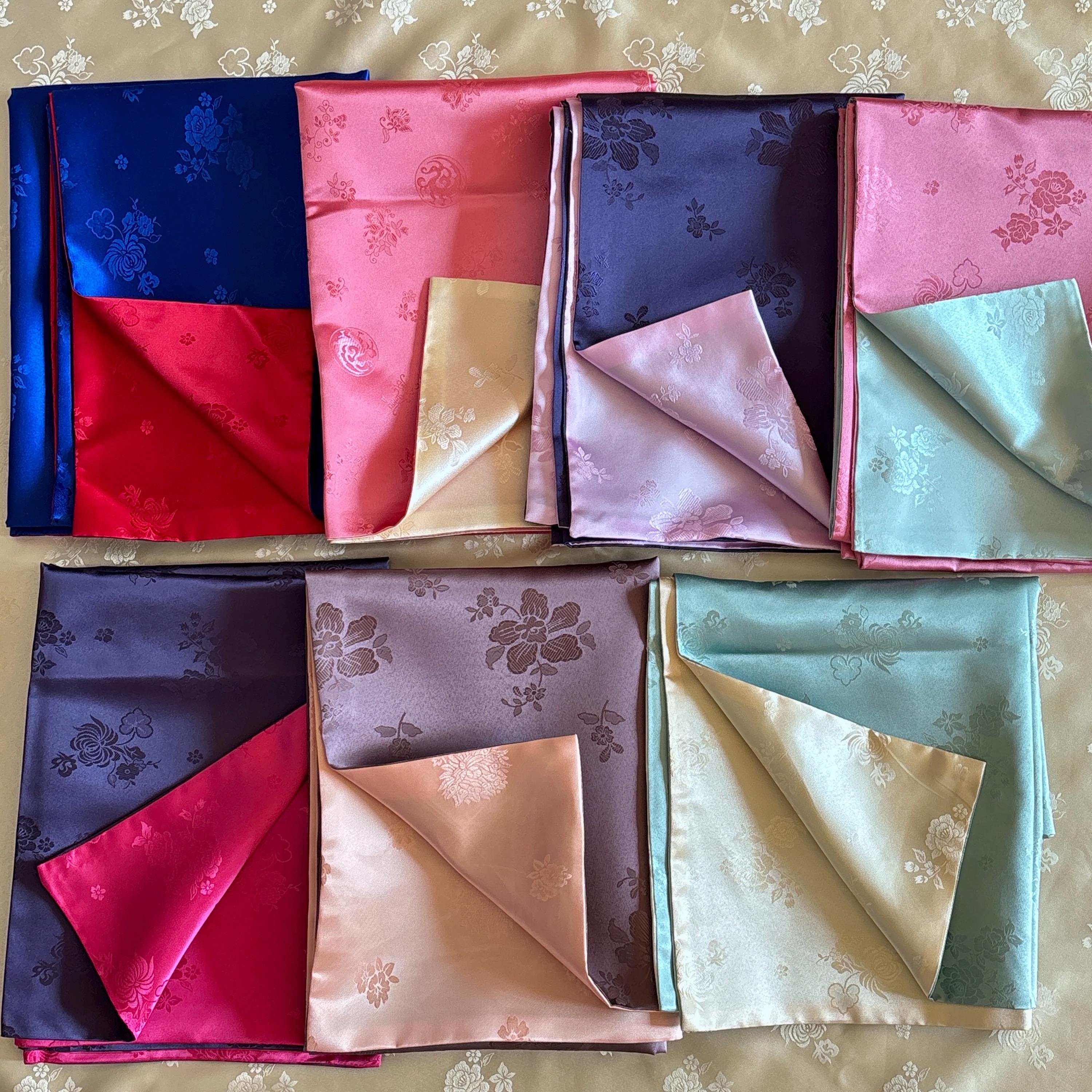 Korean Double-sided Silk Fabric: Floral Jacquard Pattern, Medium