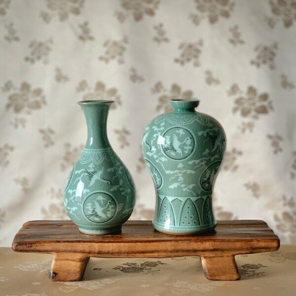 Korean Celadon Vase Etsy