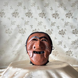 Korean Traditional Handmade wearable papier-mâché Colored Mask (Tal) Used in Religious Ceremonies or Dance (전통 탈춤 목재 각시탈)