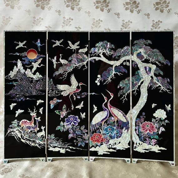 韓国螺鈿屏風：壮大なスケール、長寿のモチーフ - Etsy 日本