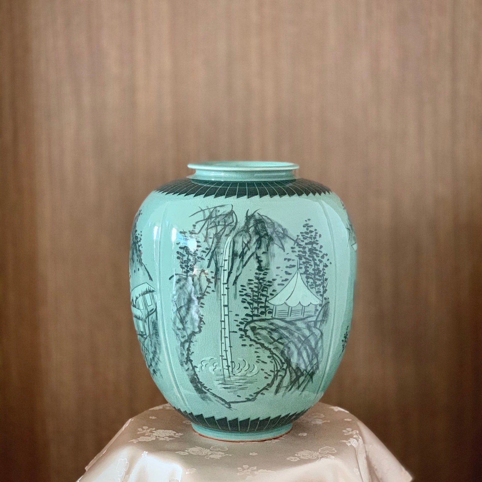 Unique Korean Traditional Celadon Vase With Four Seasons Etsy UK