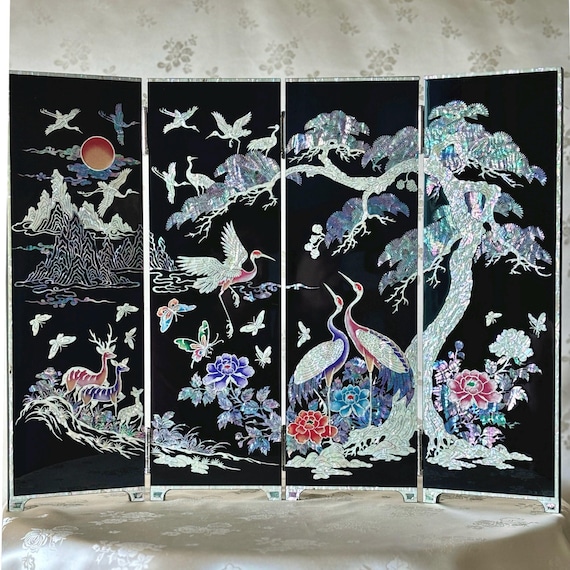 韓国螺鈿屏風：壮大なスケール、長寿のモチーフ - Etsy 日本