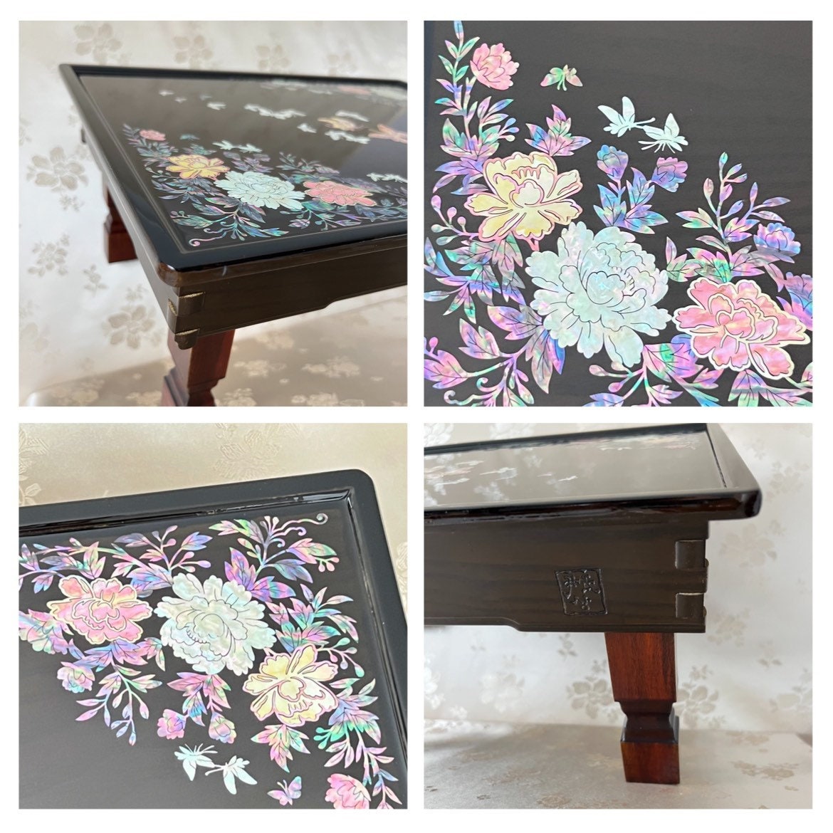 Korean Traditional Handmade Mother of Pearl Foldable Table With 
