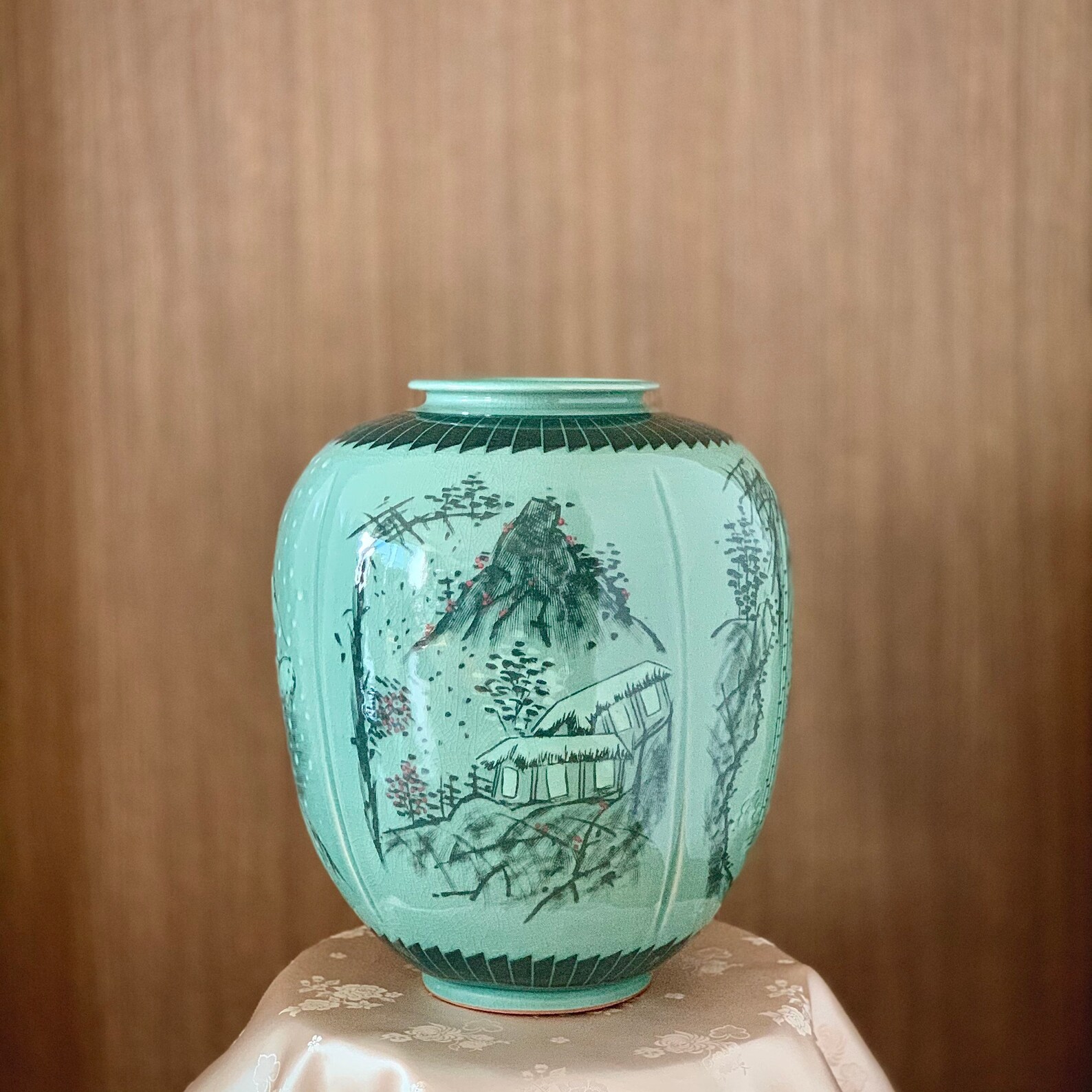 Unique Korean Traditional Celadon Vase With Four Seasons Etsy UK