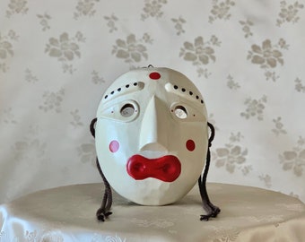 Korean Traditional Handmade Wooden Colored Mask (Tal) Used in Religious Ceremonies or Dance (전통 탈춤 목재 각시탈)