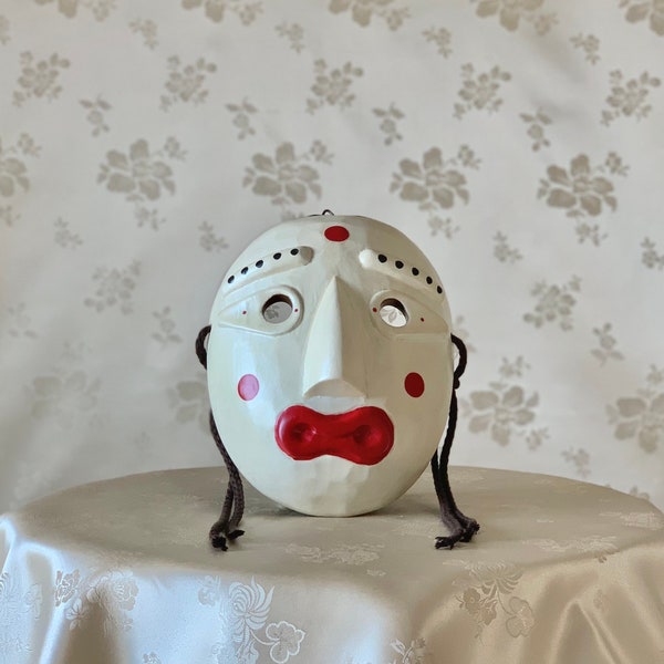 Korean Traditional Handmade Wooden Colored Mask (Tal) Used in Religious Ceremonies or Dance (전통 탈춤 목재 각시탈)