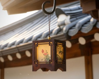 Korean Wooden Lantern Collection:  Traditional Painting Motifs