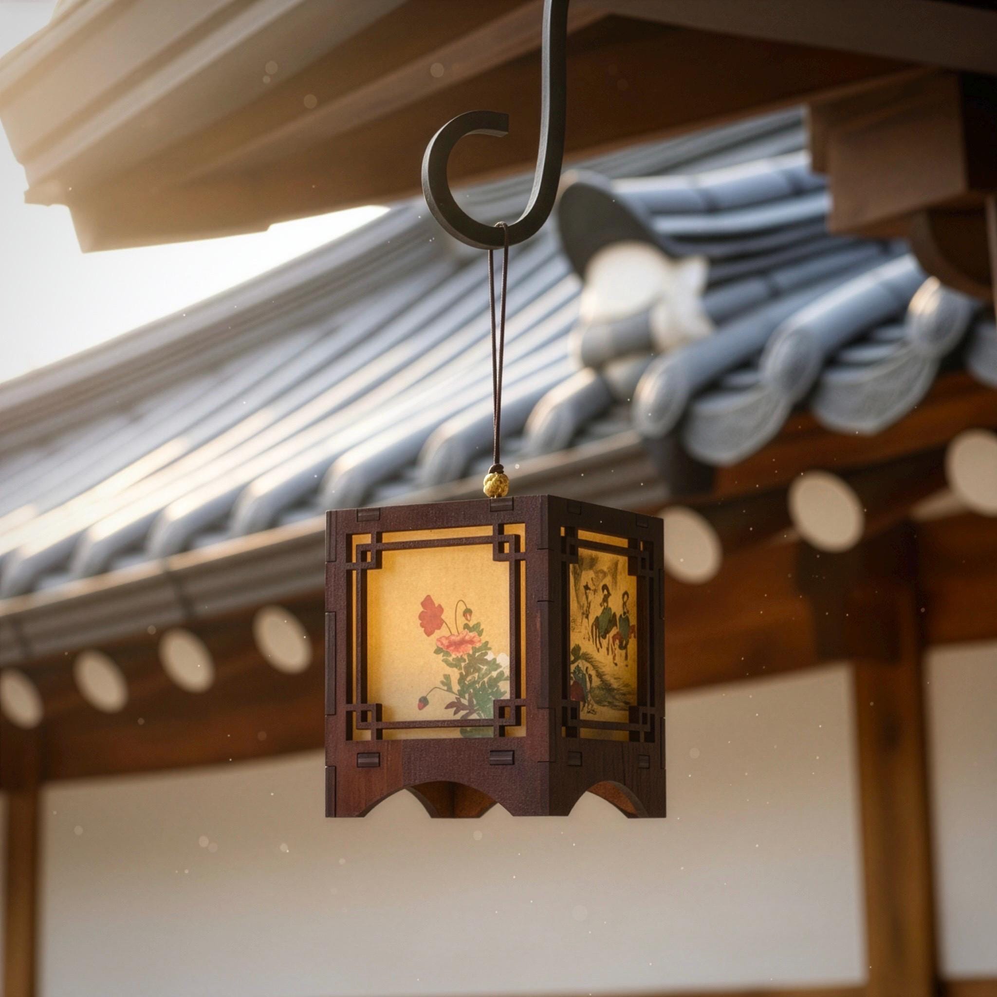 Korean Wooden Hanging Lantern: Hanji Panels With Traditional Motifs - Etsy, image size:2048x2048