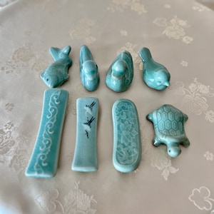 Korean Traditional Handmade Celadon Spoon and Chopstick Rest (청자 수저 받침 모음)