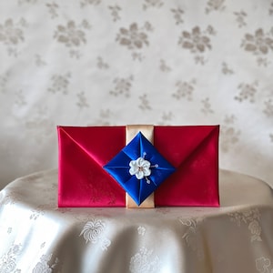 Enveloppe en soie traditionnelle coréenne faite main élégante pour mariage et célébrations du Nouvel An (비단 모음)