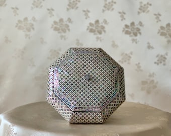 Korean Mother of Pearl Octagonal Jewelry Box: Chilbo Motif