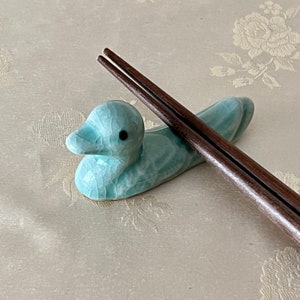 Korean Traditional Handmade Celadon Spoon and Chopstick Rest 청자 젓가락 받침 모음 Duck2