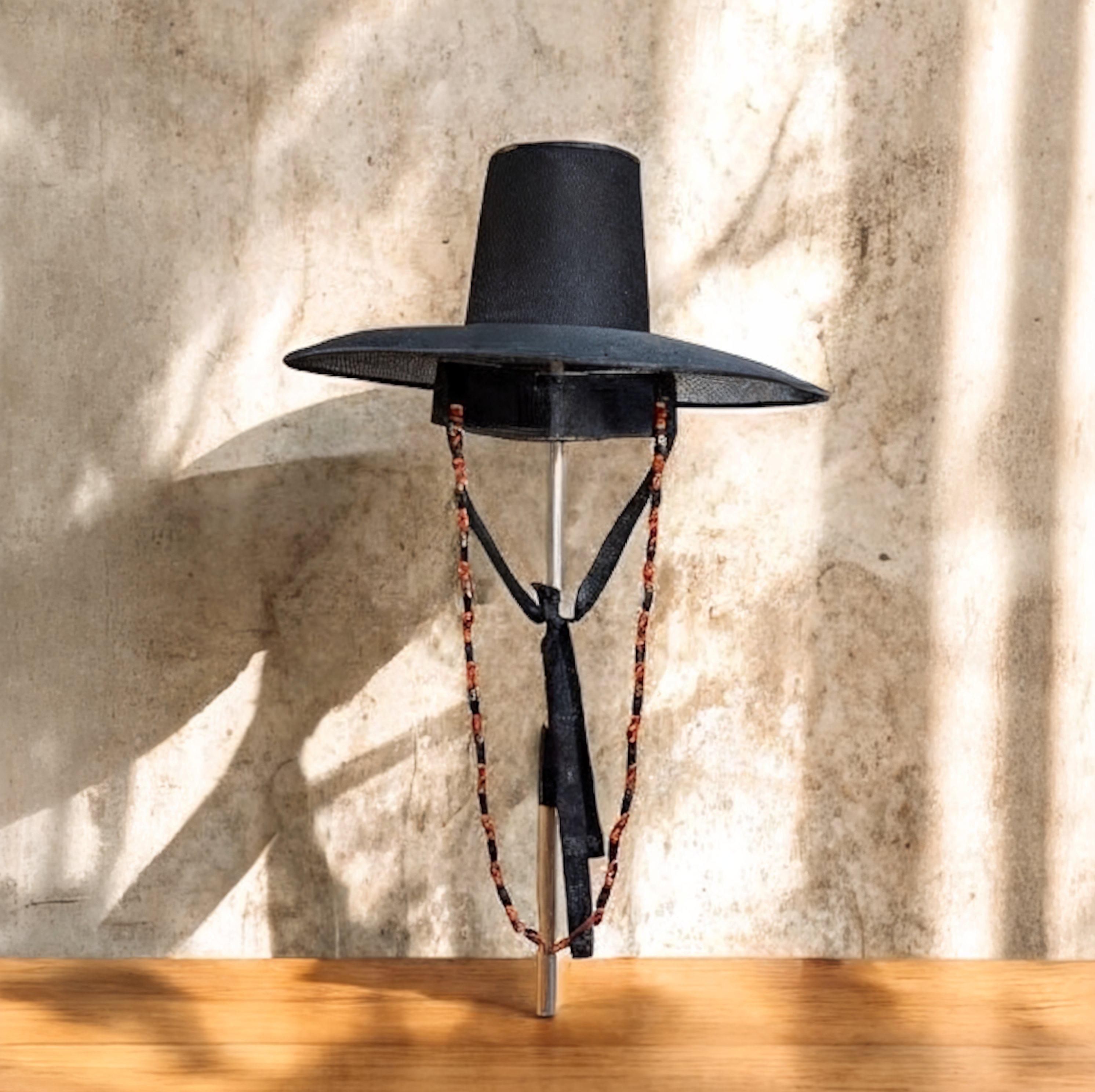Korean Traditional Wide‑Brimmed Double‑Layered Hat “Gat” – A Symbol of Gentle Authority with Optional Accessorie