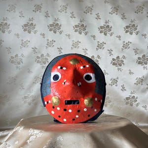 Korean Traditional Handmade wearable papier-mâché Colored Mask (Tal) Used in Religious Ceremonies or Dance (전통 탈춤 목재 각시탈)