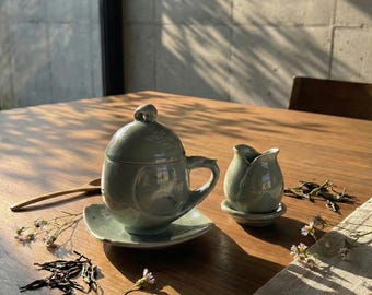 韓国青磁茶碗：鶴の卵形、鶴と雲の象嵌模様 - Etsy 日本