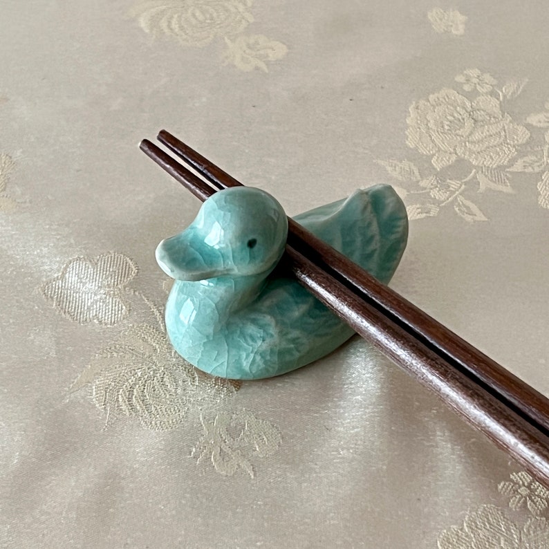 Korean Traditional Handmade Celadon Spoon and Chopstick Rest 청자 젓가락 받침 모음 Duck
