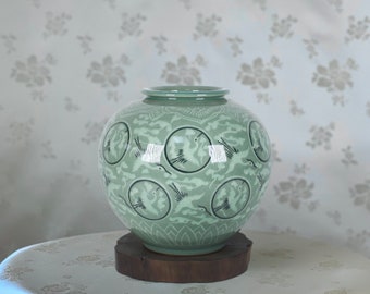 高麗時代青磁花瓶 13/14世紀（高麗時代後期）朝鮮青磁花瓶（17.5cm）漆で巧みに