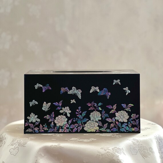 Korean Traditional Handmade Mother of Pearl Black Wooden