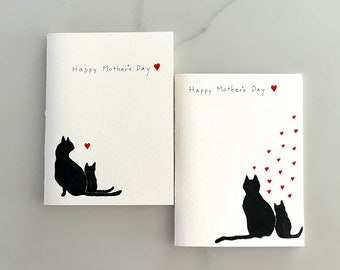 Original Hand Painted  Watercolor Cute Cat  Mother's Day Card