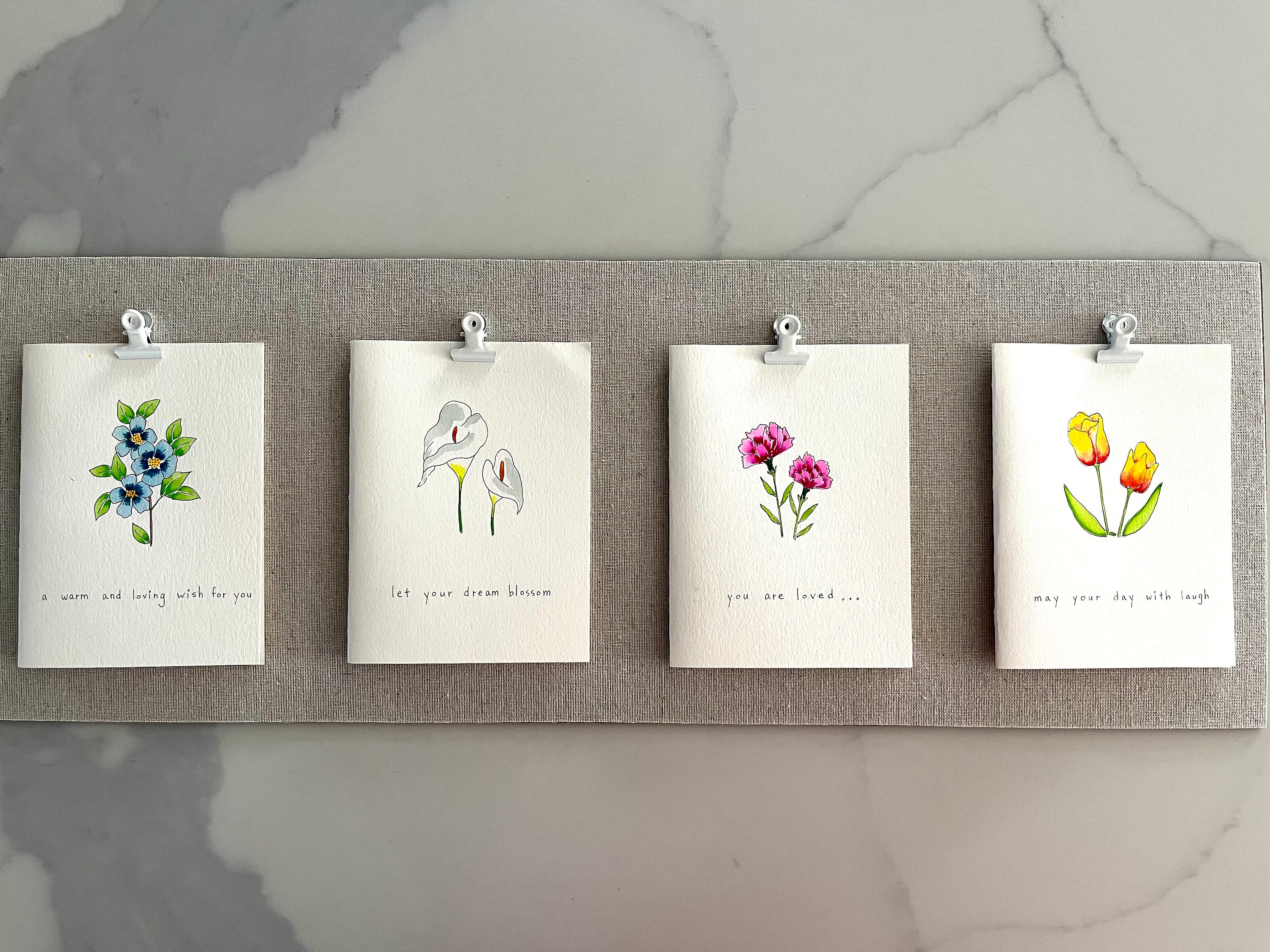 Original Hand Painted Watercolor Flower Mothers Day Card Set - Floral ...