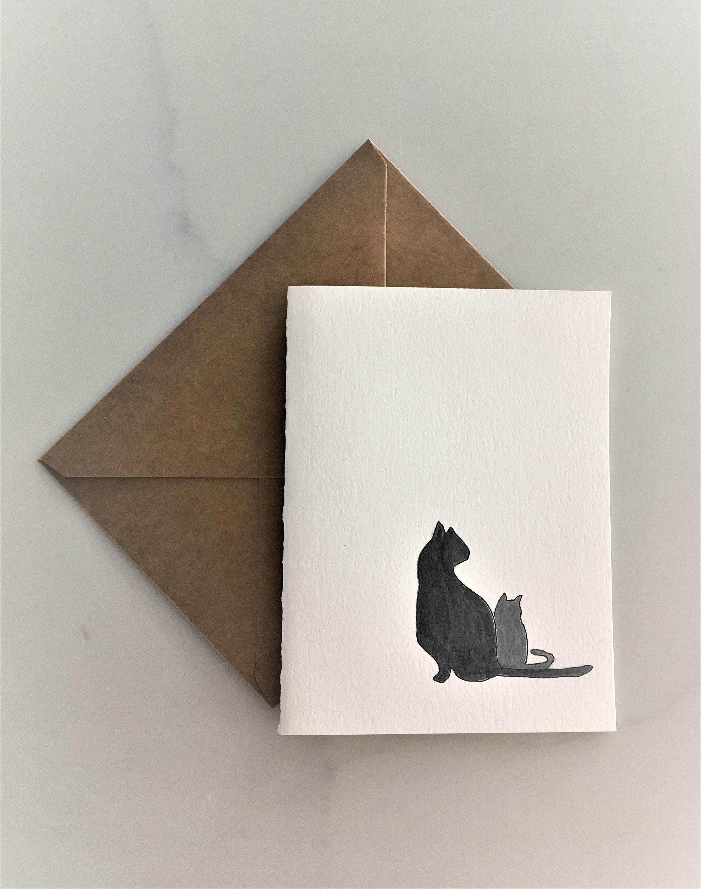 Original Hand Painted Watercolor Cute Cat Thank You Card Set | Etsy