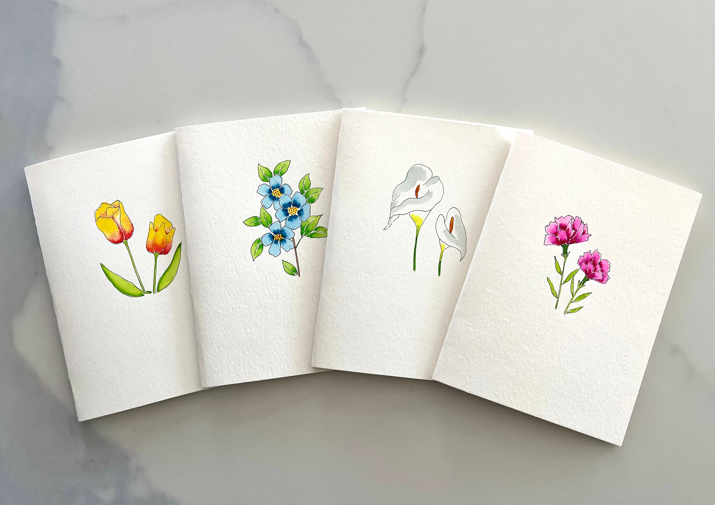 Original Hand Painted Watercolor Flower Mothers Day Card Set - Floral ...