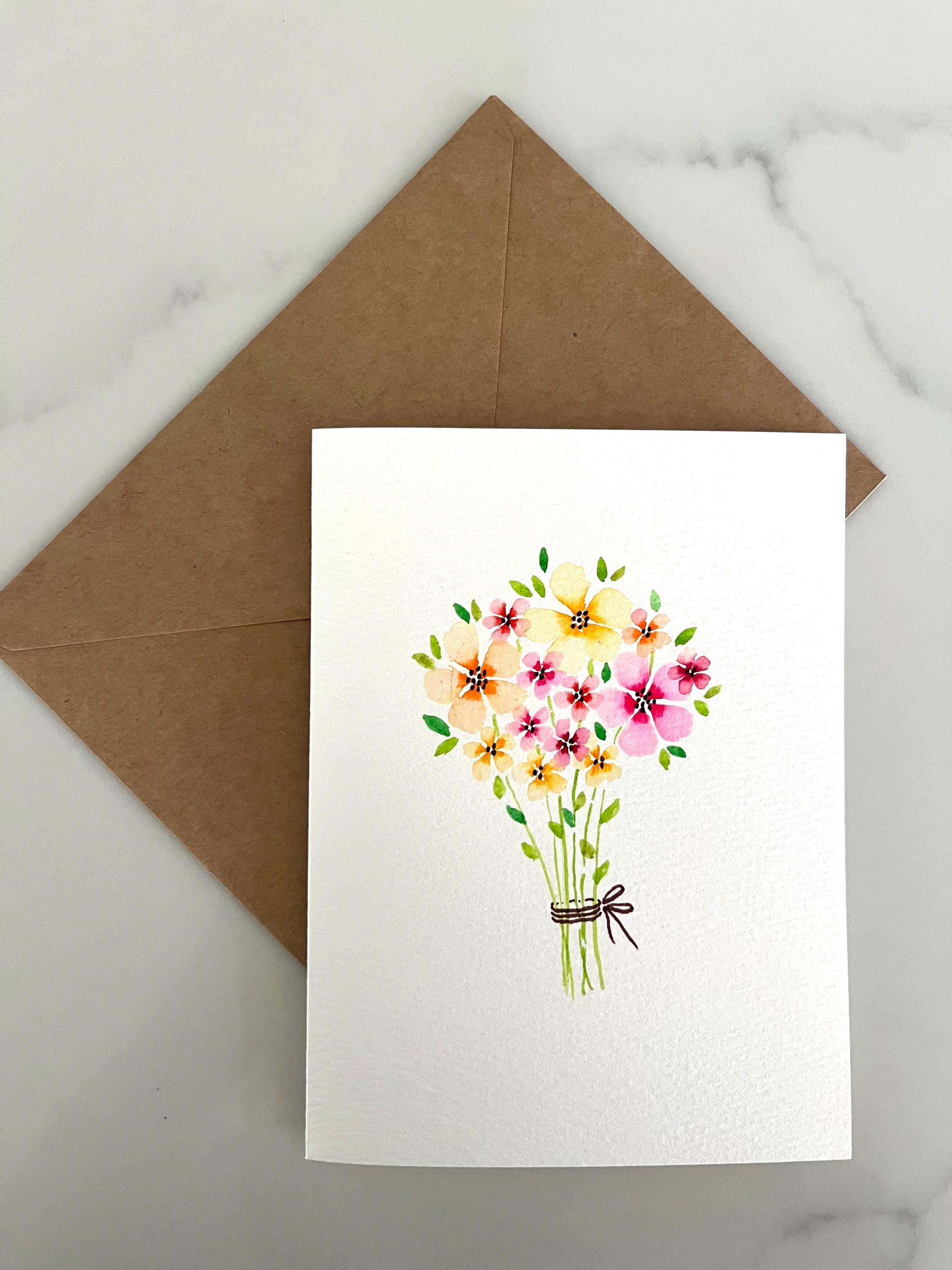 Original Hand Painted Watercolor Flower Bouquet Card Set - Mothers Day ...