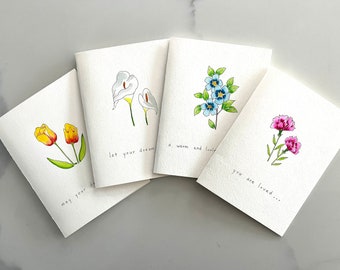 Original Hand Painted Watercolor Flower Card Set Floral | Etsy