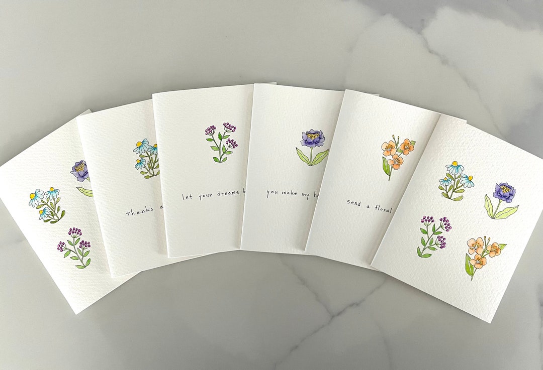 Original Hand Painted Watercolor Minimalized Flower Mothers Day Card ...