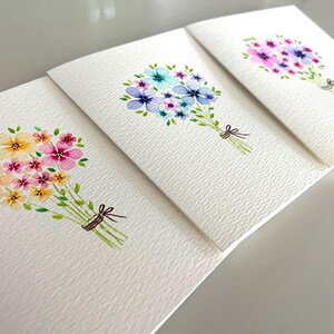 Original Hand Painted Watercolor Flower Bouquet Card Set - Mothers Day ...