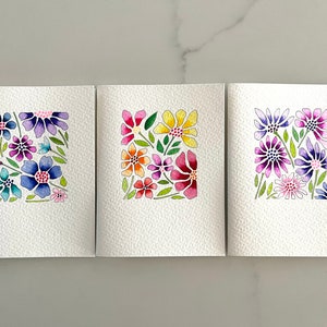 Original Hand Painted Watercolor Modern Flower Mothers Day Card Set ...