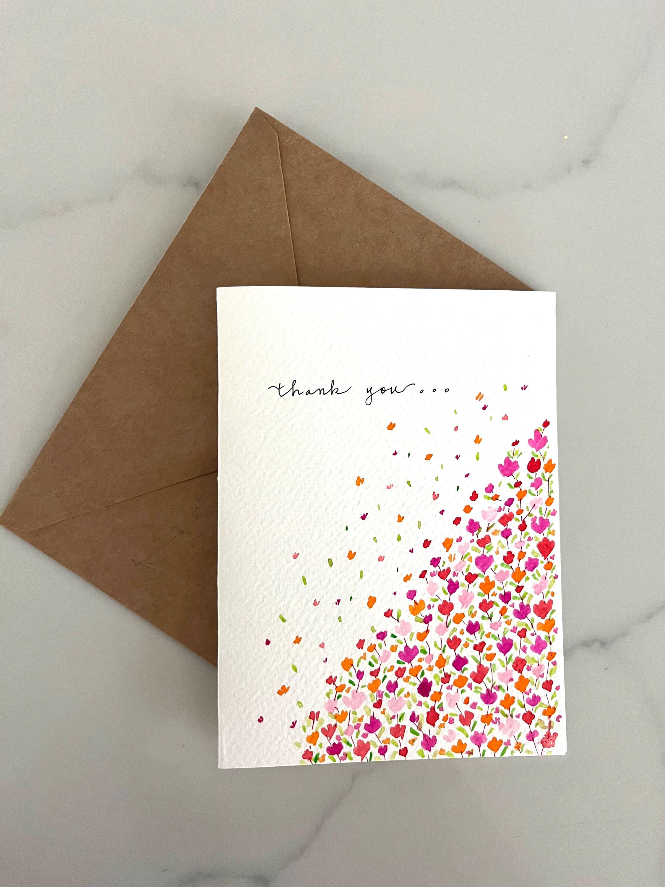 Original Hand Painted Watercolor Flower Thank You Card Set - Spring ...