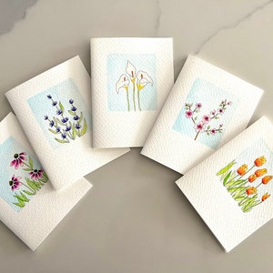 Original Hand Painted Watercolor Flower Card Set Notecard Set for Frame Flower Thank You Card Set image 4